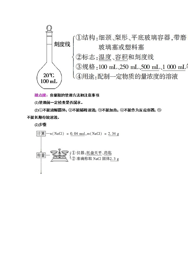 2020-2021学年化学鲁科版必修一教师用书：第1章第3节课时3　物质的量浓度第2页