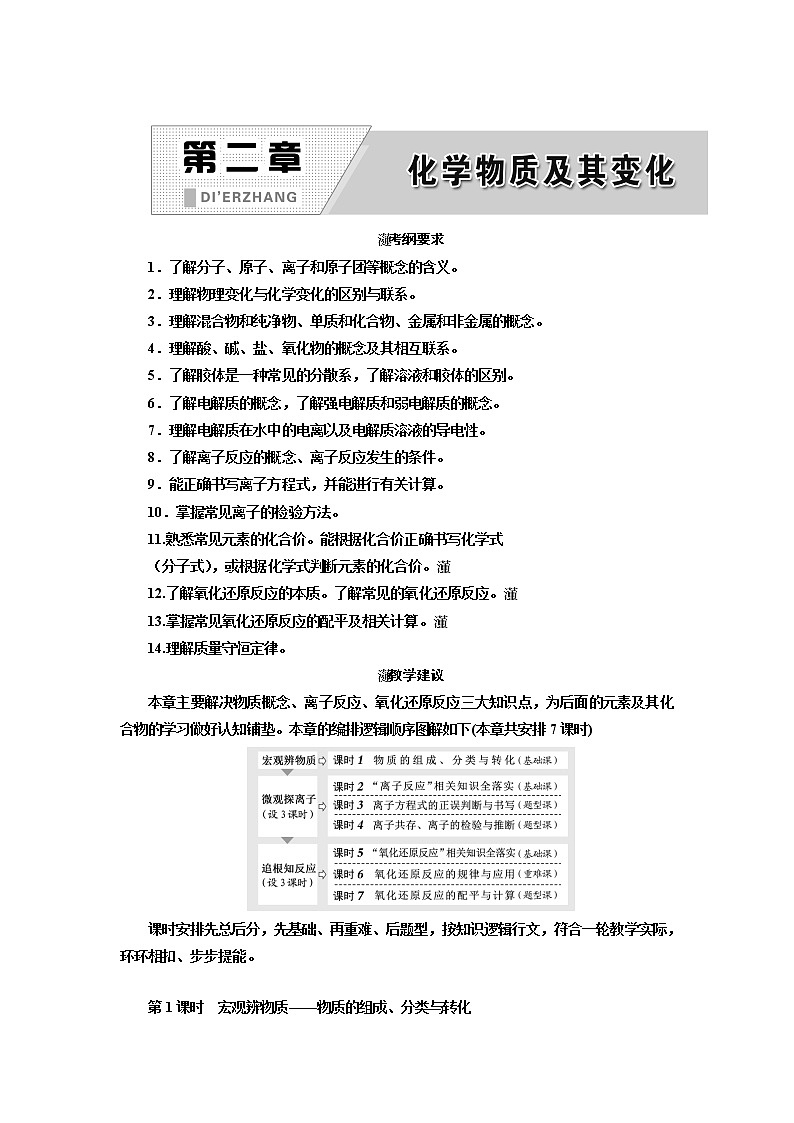 2020版高考化学一轮复习通用版讲义：第二章第1课时　宏观辨物质——物质的组成、分类与转化01