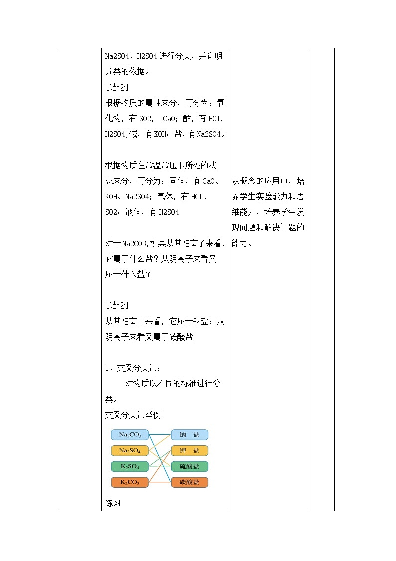 陕西省石泉县江南高级中学高中化学必修一：2.1化物质的分类（第1课时）教案03