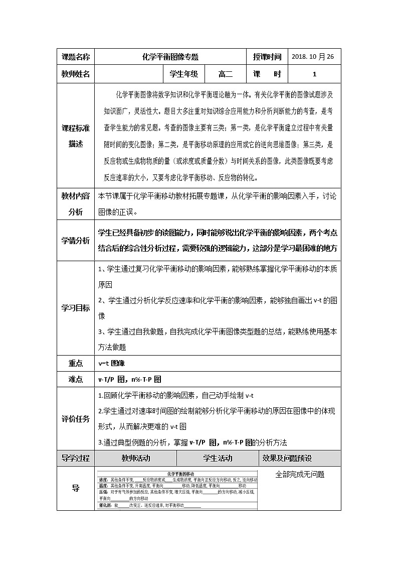 湖北省武汉为明学校高中化学选修42.3化学平衡图像教学设计01