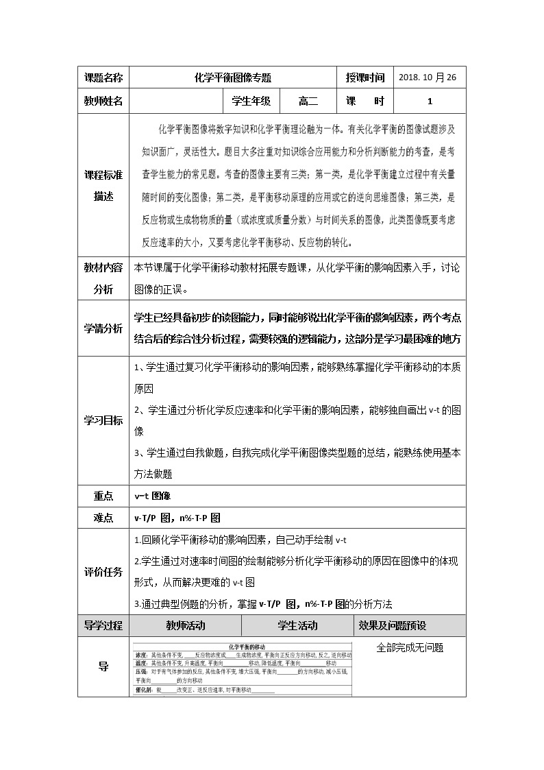 湖北省武汉为明学校高中化学选修42.3化学平衡图像教学设计01