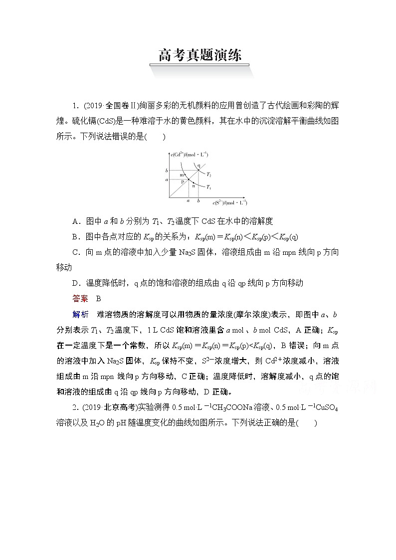 2021届高考化学人教版一轮创新教学案：第8章高考真题演练01