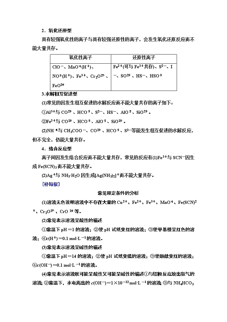 2021届高考化学（江苏专用）一轮教师用书：专题2第2单元　离子共存、检验与推断02