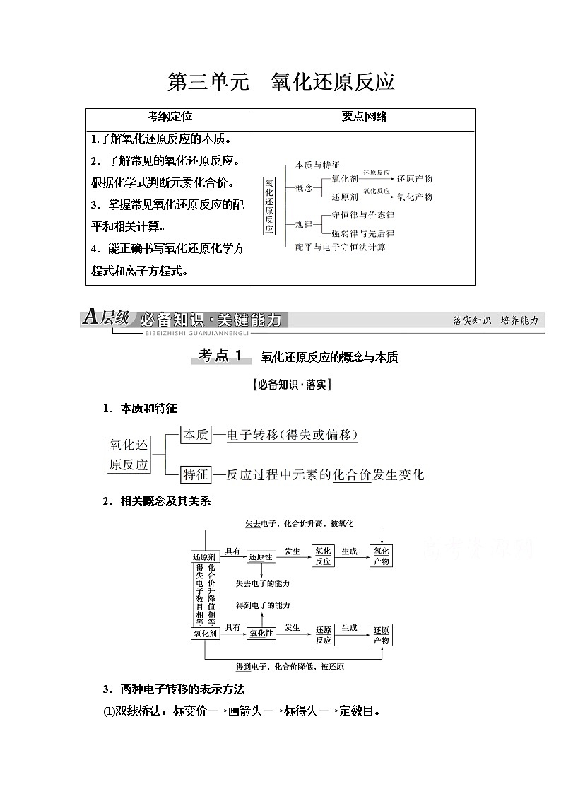 2021届高考化学（江苏专用）一轮教师用书：专题2第3单元　氧化还原反应01