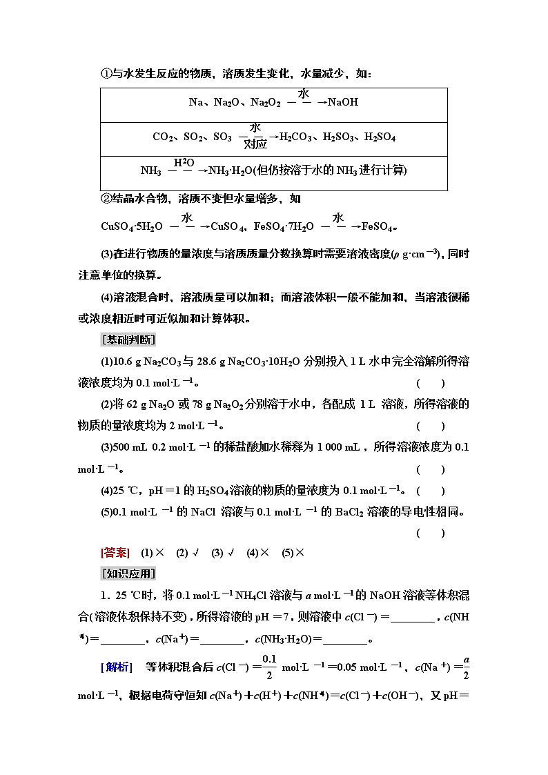 2021届高考化学（江苏专用）一轮教师用书：专题1第3单元　物质的量浓度及其溶液的配制03