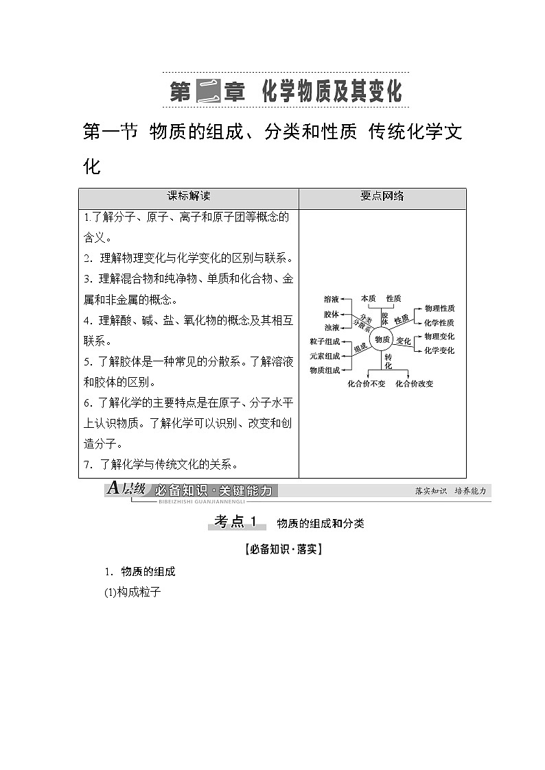 2021版新高考化学人教版一轮教师用书：第2章第1节物质的组成、分类和性质传统化学文化01