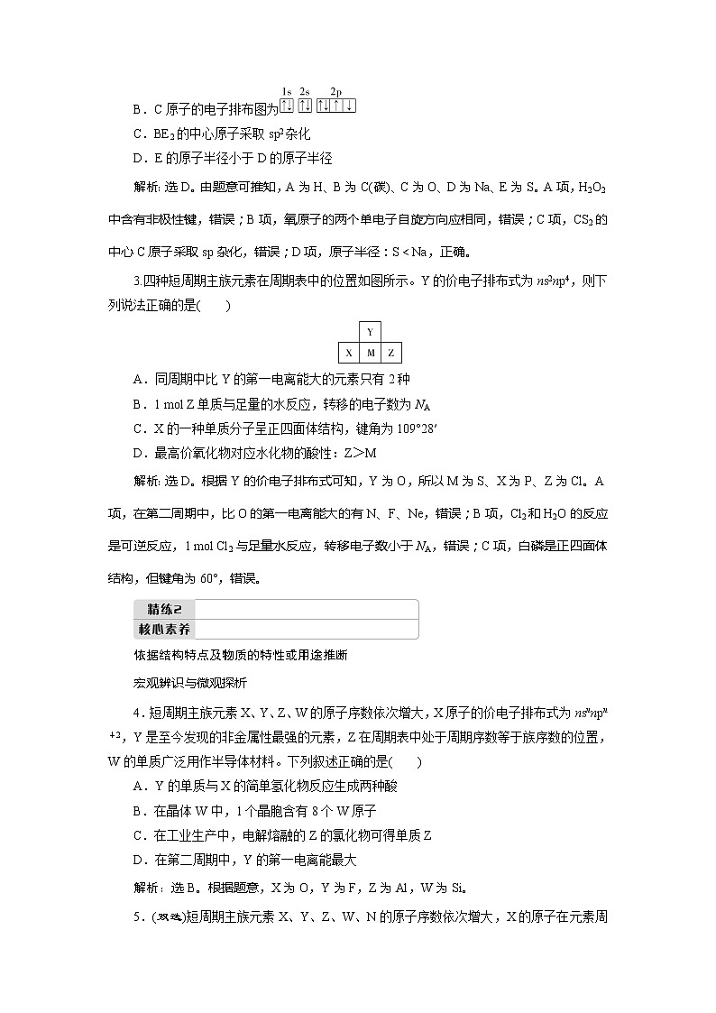 2021版新高考地区选考化学（人教版）一轮复习教师用书：热点题型6　元素“位—构—性”综合推断题的解题策略03