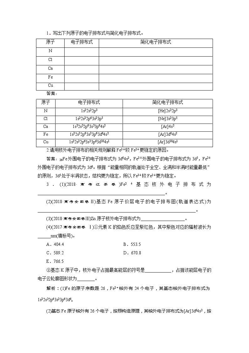 2021版江苏新高考选考化学（苏教版）一轮复习教师用书：选修1第一单元　原子结构与元素的性质第3页