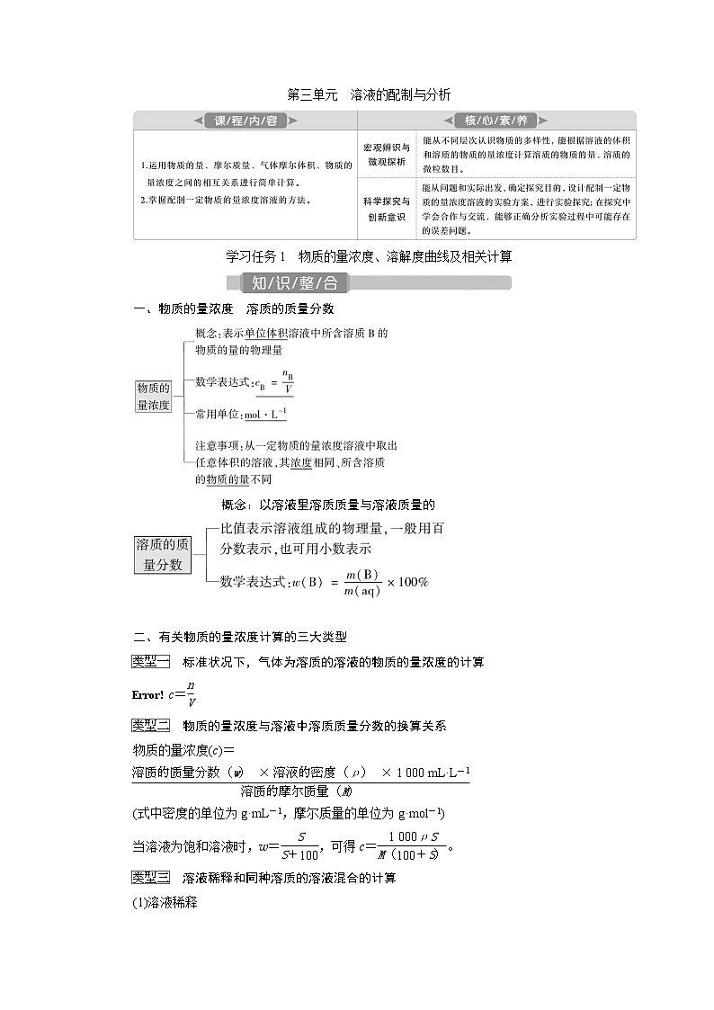 2021版江苏新高考选考化学（苏教版）一轮复习教师用书：专题13第三单元　溶液的配制与分析01