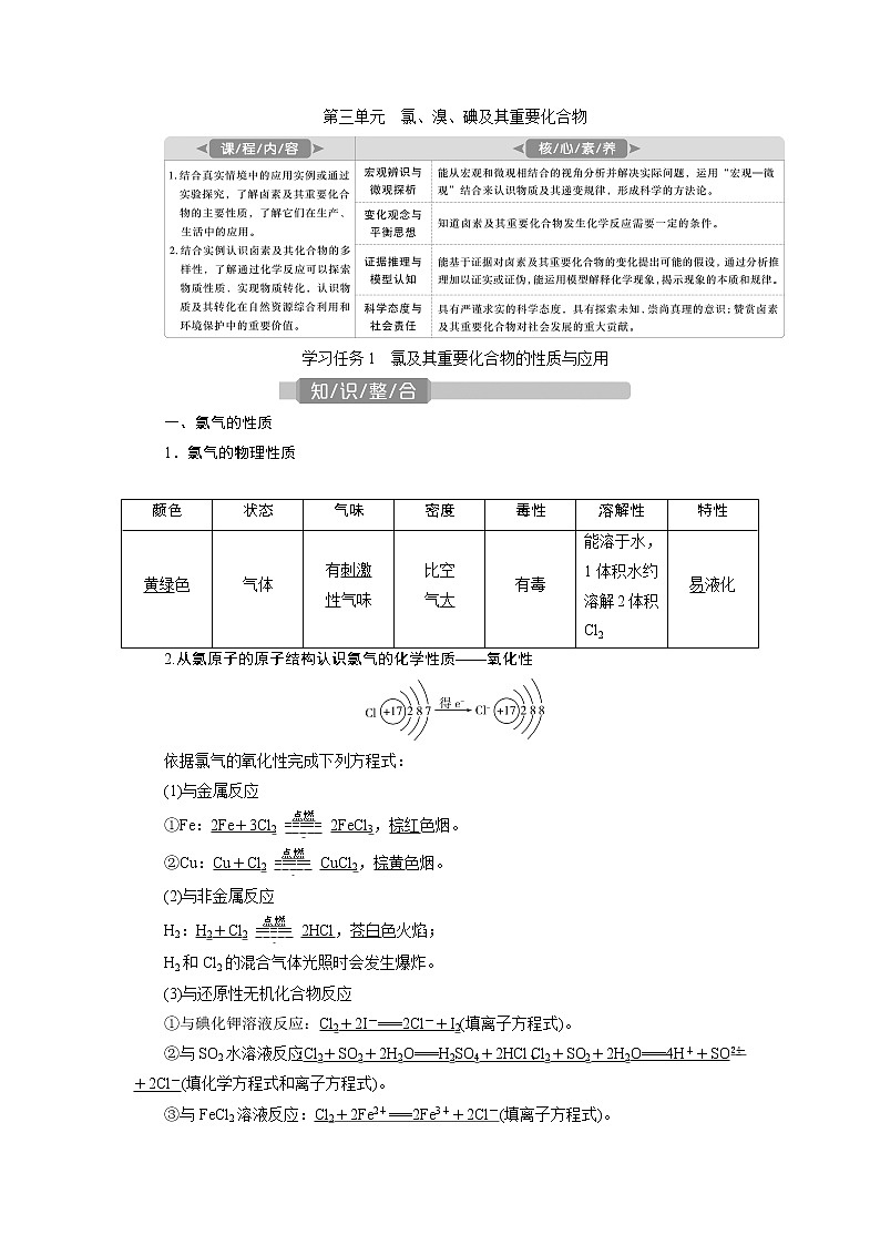 2021版江苏新高考选考化学（苏教版）一轮复习教师用书：专题24第三单元　氯、溴、碘及其重要化合物01