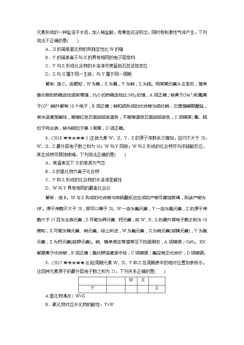 2021版江苏新高考选考化学（苏教版）一轮复习教师用书：专题55专题综合检测（五）微观结构与物质的多样性03