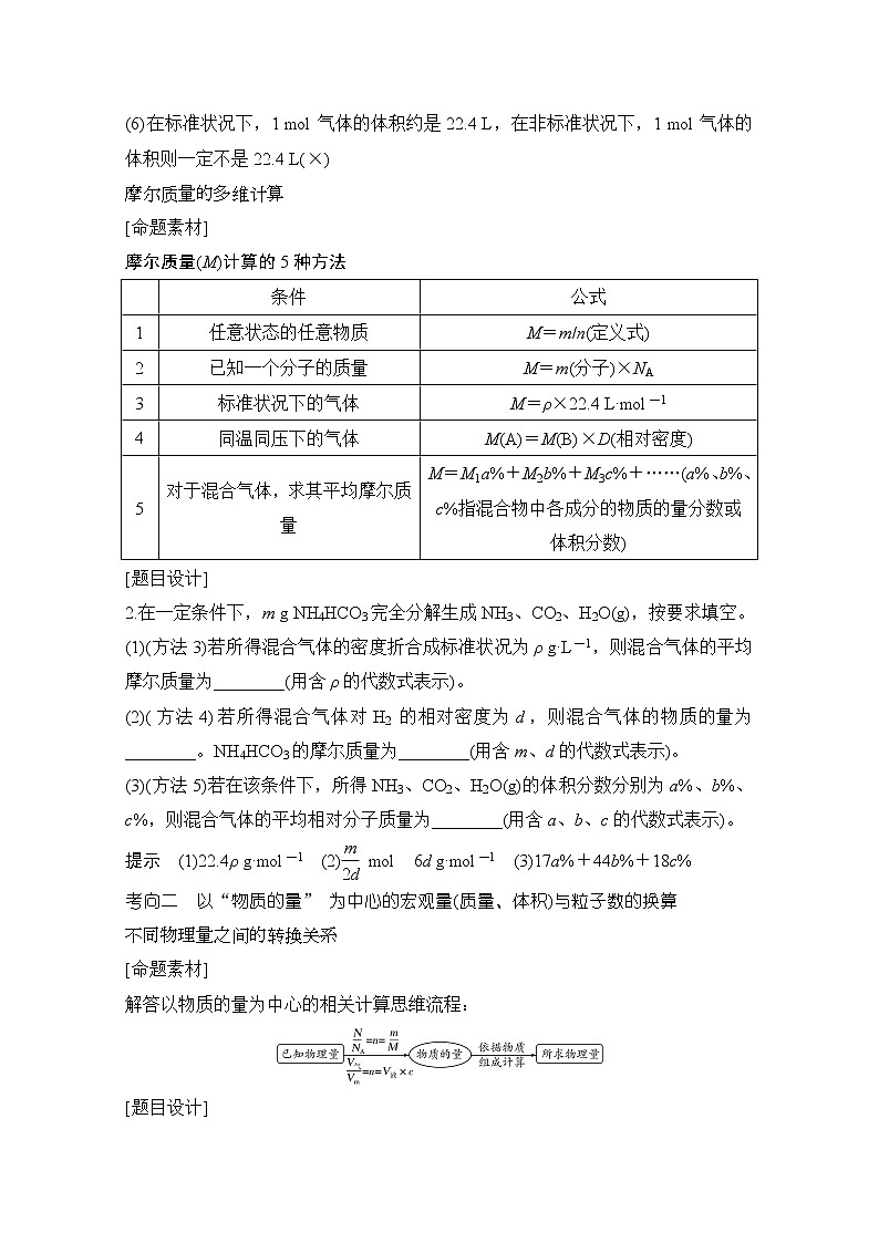 2021新高考化学鲁科版一轮复习学案：第1章第3讲　物质的量　气体摩尔体积03