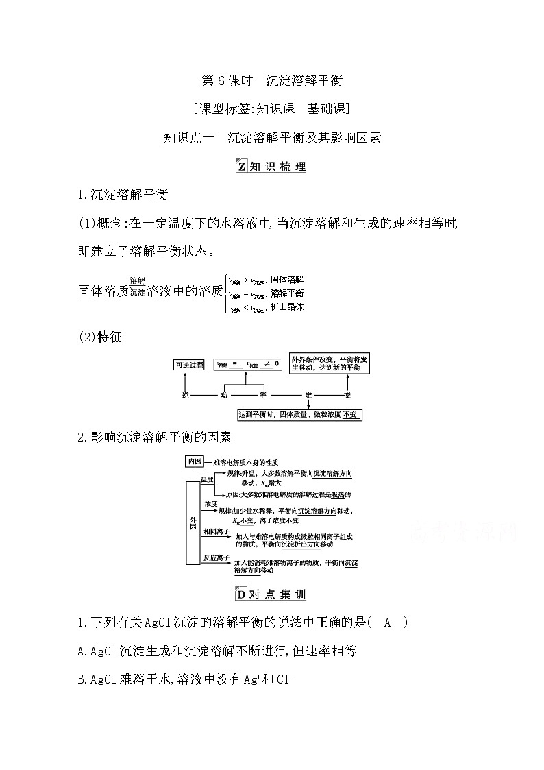 2021高考化学鲁科版一轮复习教师用书第八章第6课时　沉淀溶解平衡第1页