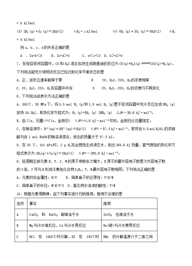 湖南省娄底一中2020_2021学年高二上学期开学考试 化学（含答案）02