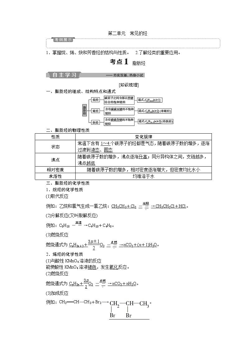 2019版高考化学一轮精选教师用书苏教专用：选修有机化学基础2第二单元　常见的烃01
