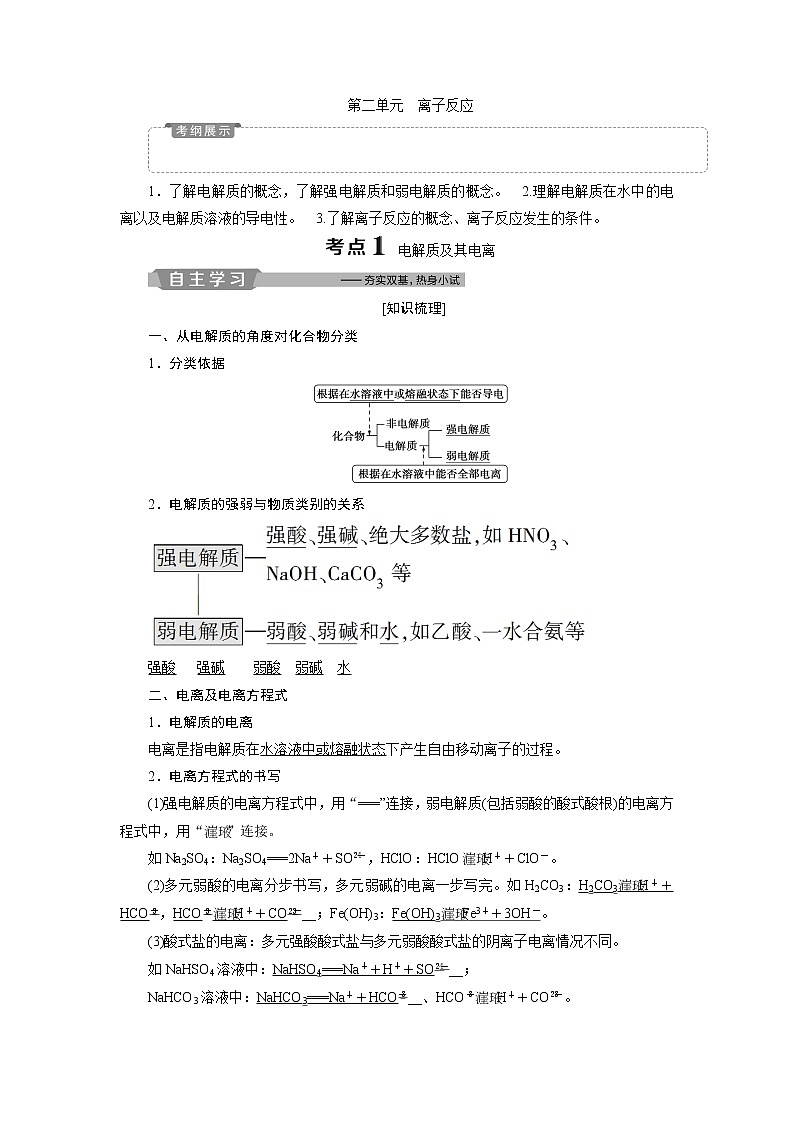 2019版高考化学一轮精选教师用书苏教专用：专题22第二单元　离子反应01