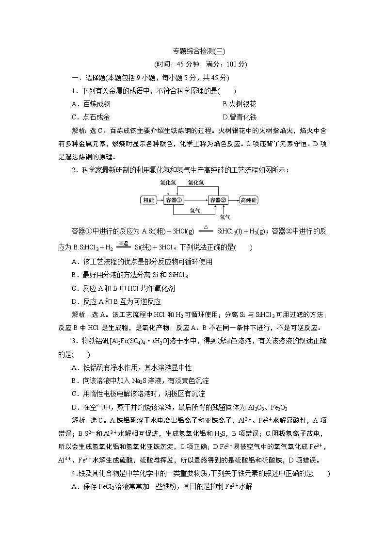 2019版高考化学一轮精选教师用书苏教专用：专题34专题综合检测（三）01
