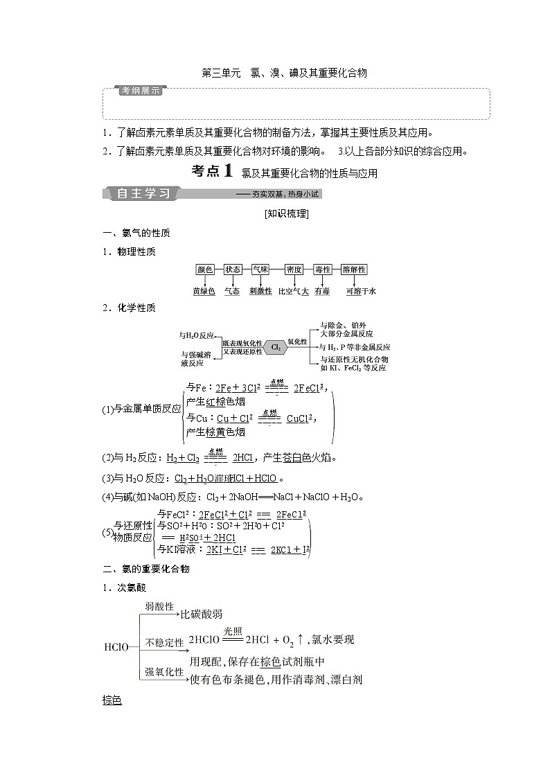 2019版高考化学一轮精选教师用书苏教专用：专题24第三单元　氯、溴、碘及其重要化合物01