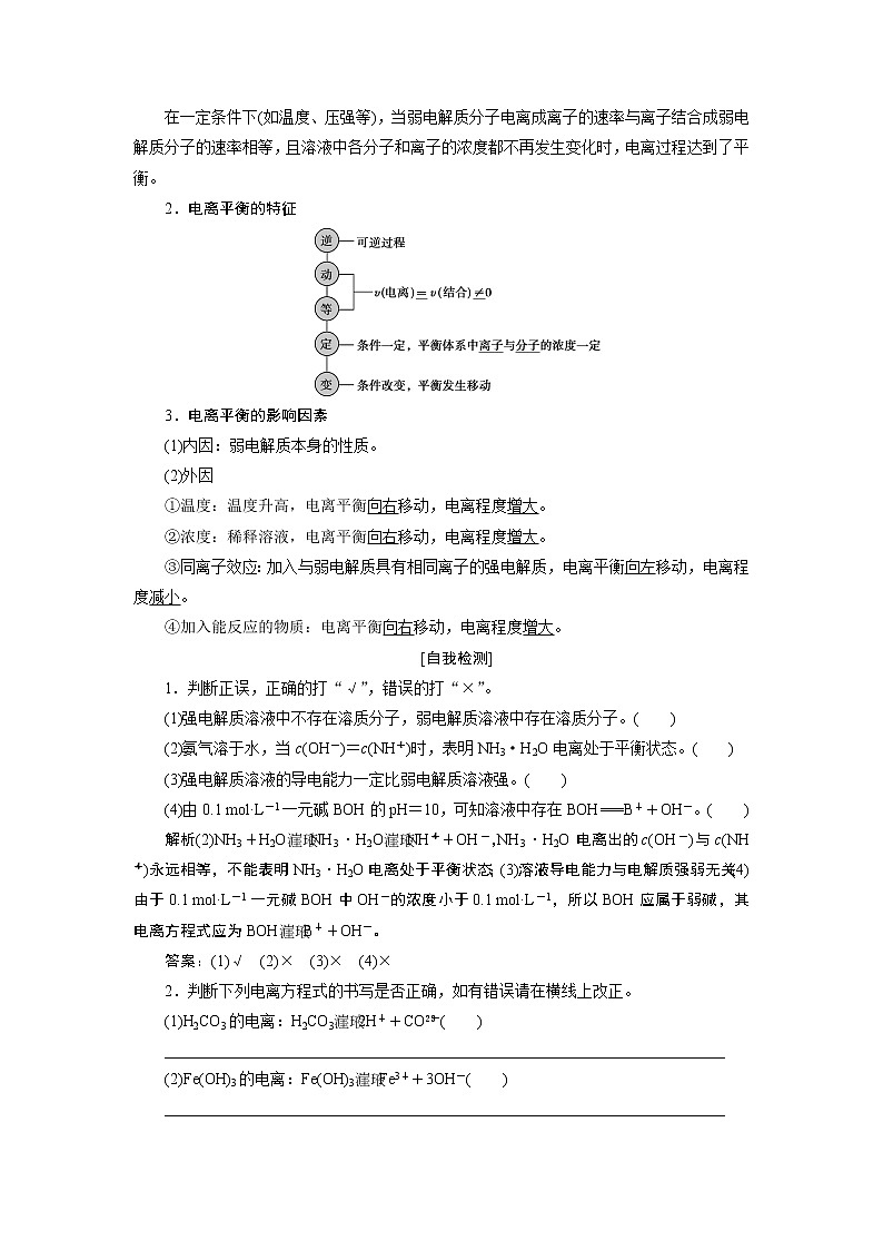 2019版高考化学一轮精选教师用书苏教专用：专题81第一单元　弱电解质的电离平衡02