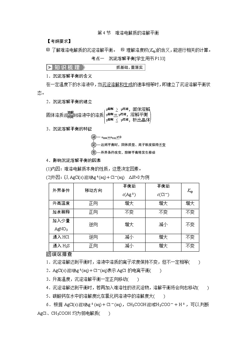 2019版高考化学一轮精选教师用书人教通用：第八章水溶液中的离子平衡第4节　难溶电解质的溶解平衡01