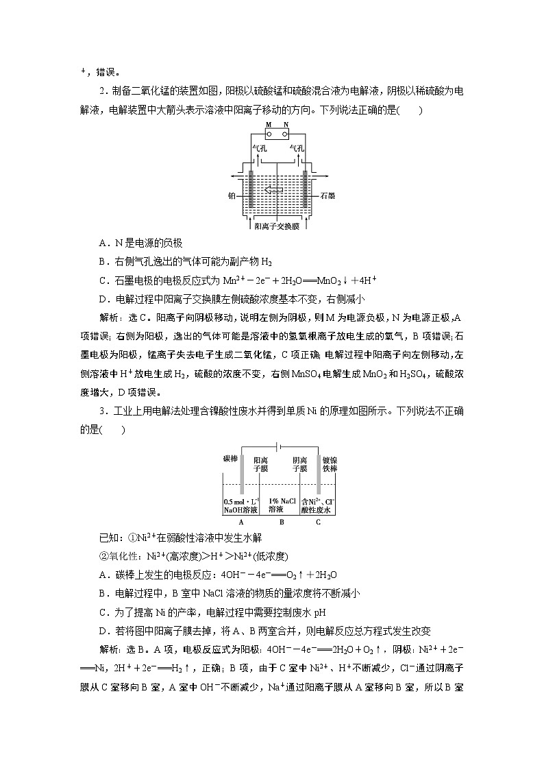 2019版高考化学一轮精选教师用书人教通用：第六章化学反应与能量微专题强化突破11　“隔膜”电解池在工业生产中的应用02