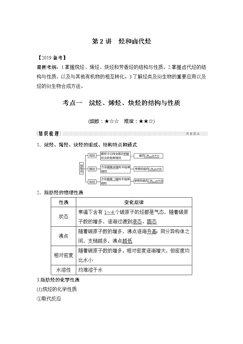 2019版高考化学创新大一轮人教全国通用版讲义：第十二章有机化学基础第2讲01