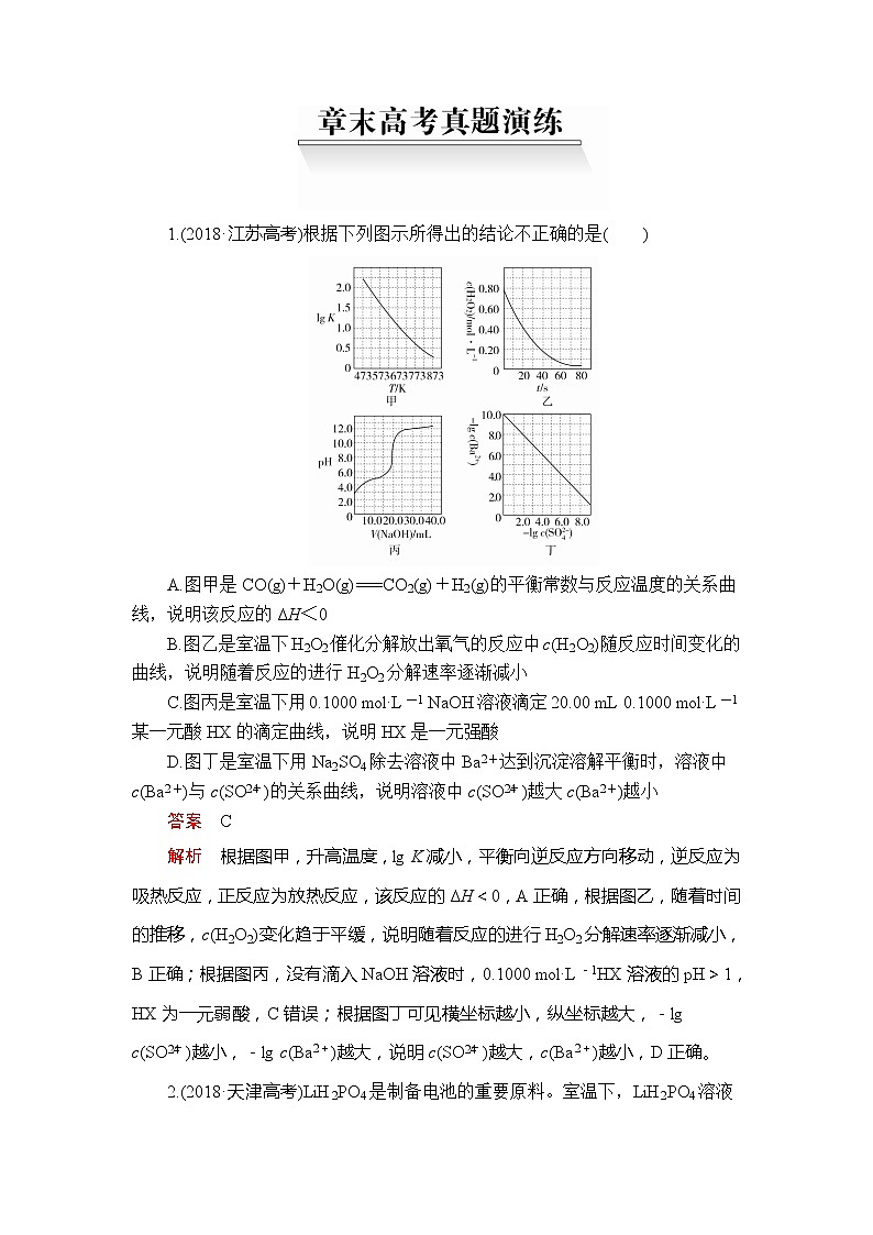 2020年高考化学一轮总复习文档：第八章章末高考真题演练01