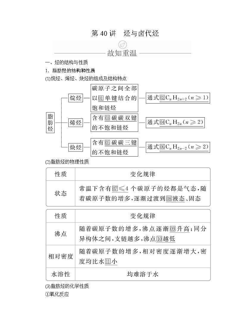 2020年高考化学一轮总复习文档：第十三章第40讲烃与卤代烃 学案01