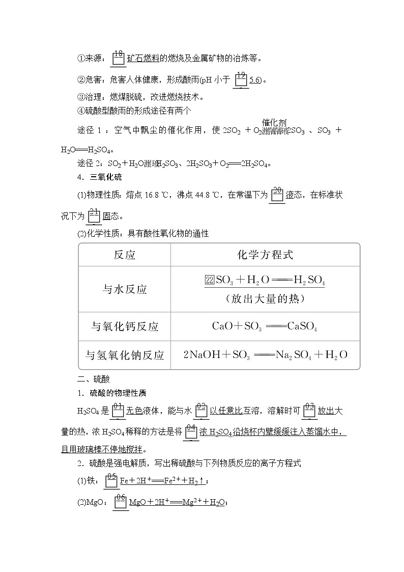 2020年高考化学一轮总复习文档：第四章第15讲硫及其重要化合物 学案03