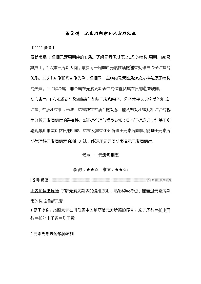 2020创新设计一轮复习化学（人教版）讲义：第五章第2讲元素周期律和元素周期表01