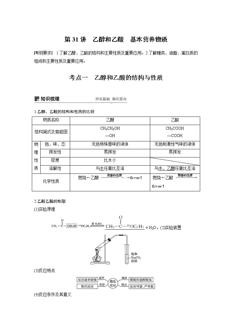 2020版化学新增分大一轮人教版（全国）讲义：第九章有机化合物第31讲01