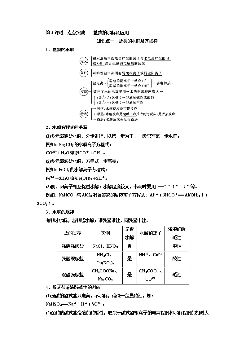 2020版高考一轮复习化学新课改省份专用学案：第七章第4课时　点点突破——盐类的水解及应用01