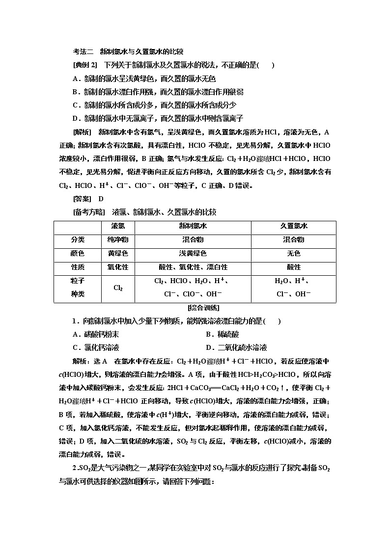 2020版高考一轮复习化学新课改省份专用学案：第四章第3课时　重点专攻——氯水、氯气的制备03