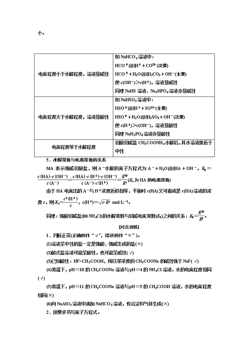 2020版高考一轮复习化学通用版学案：第八章第4课时　点点突破——盐类的水解及应用02