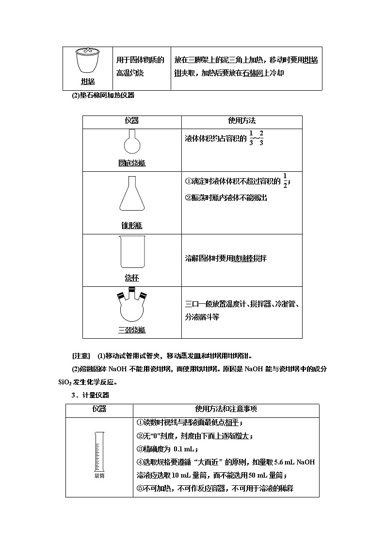 2020版高考一轮复习化学江苏专版学案：专题八第二十九讲化学实验基础02
