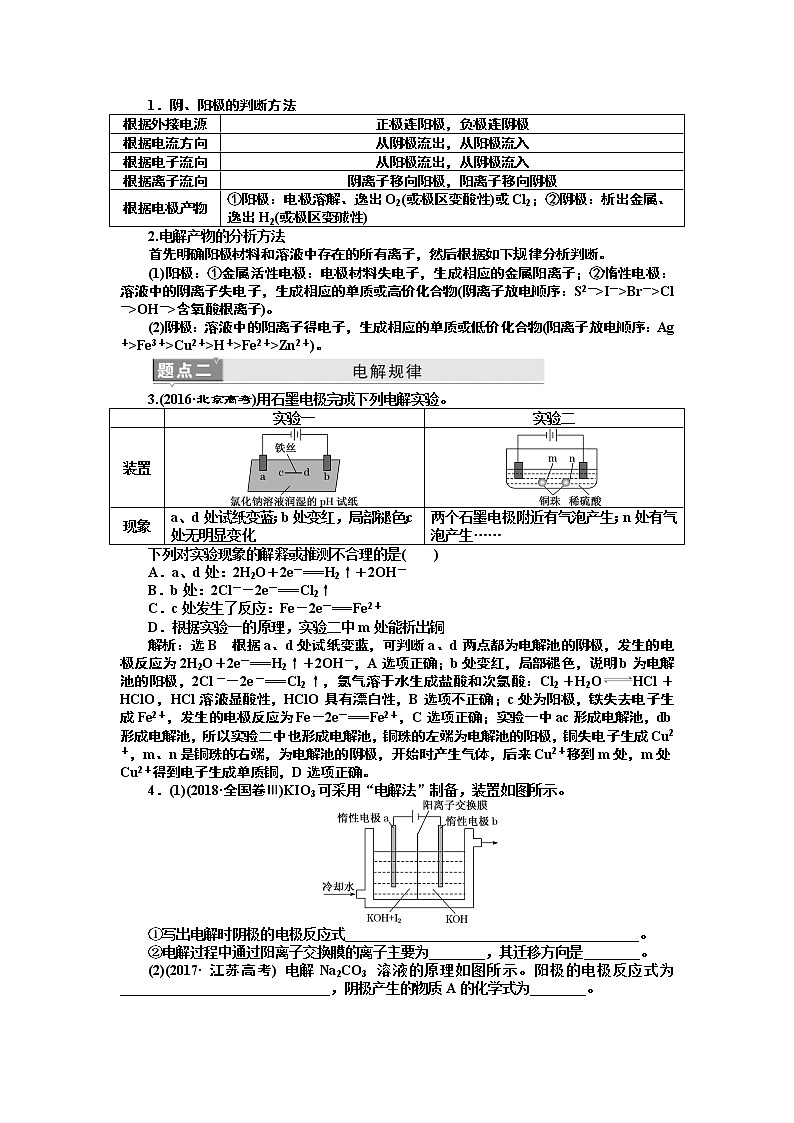 2020版高考新创新一轮复习化学新课改省份专用学案：第六章第三节　电解池金属的电化学腐蚀与防护03