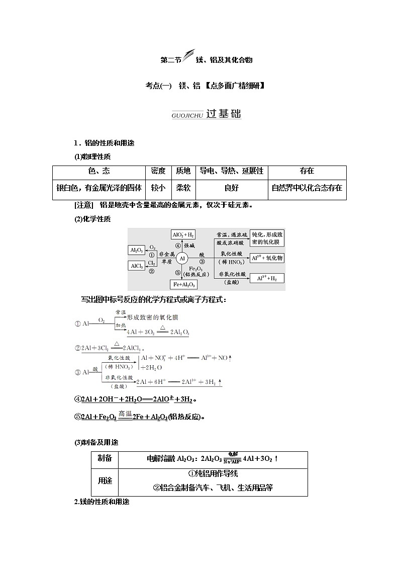 2020版高考新创新一轮复习化学新课改省份专用学案：第三章第二节镁、铝及其化合物01