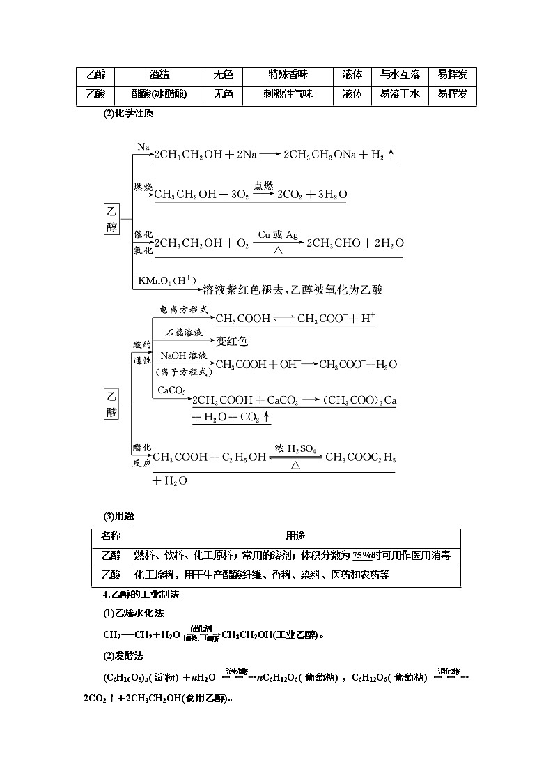 2020版高考新创新一轮复习化学通用版学案：第九章第二节乙醇和乙酸　基本营养物质02