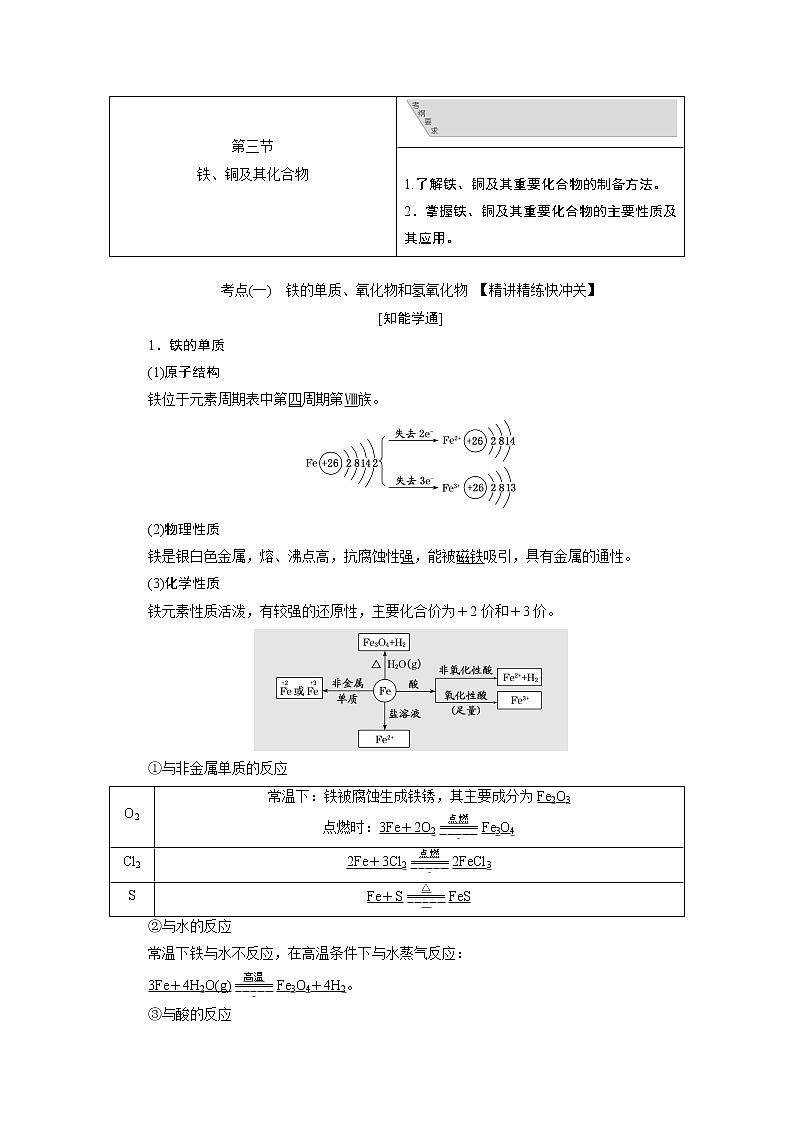 2020版高考新创新一轮复习化学通用版学案：第三章第三节铁、铜及其化合物01