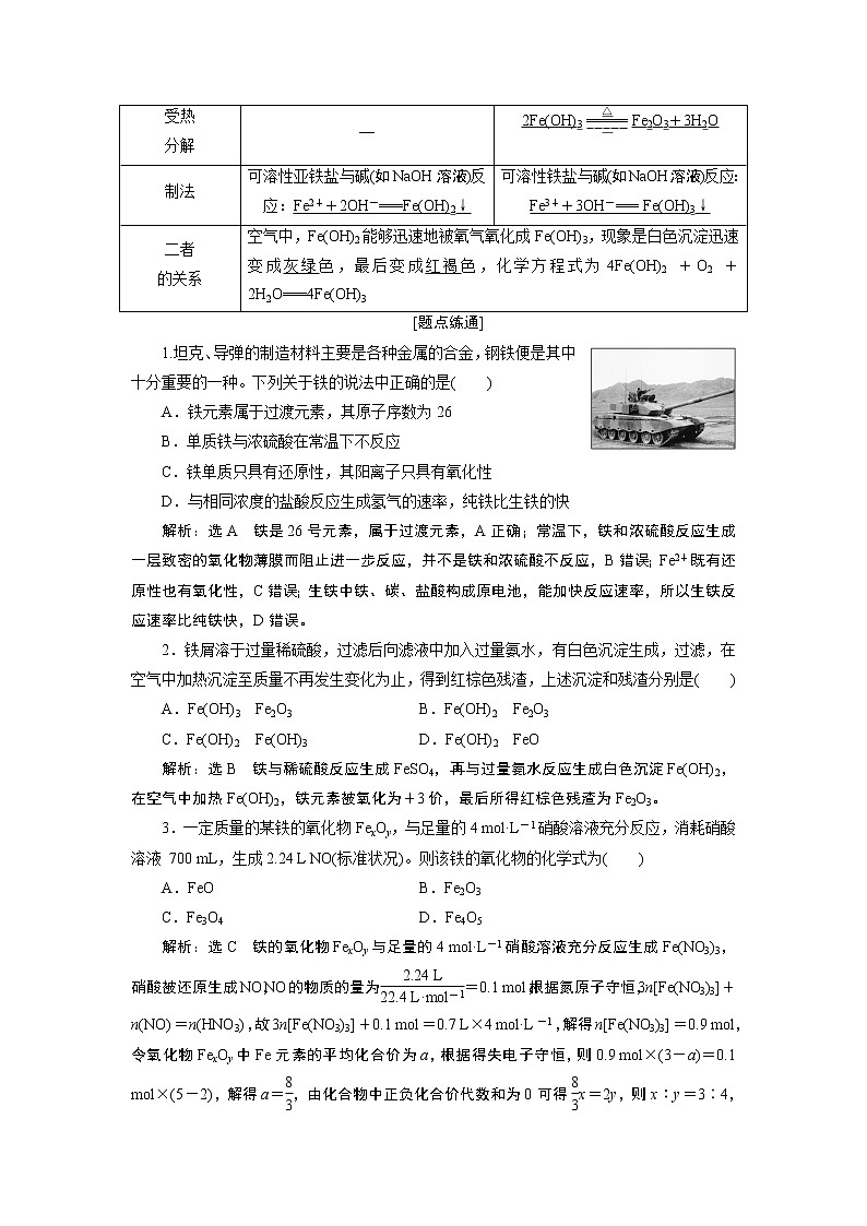 2020版高考新创新一轮复习化学通用版学案：第三章第三节铁、铜及其化合物03