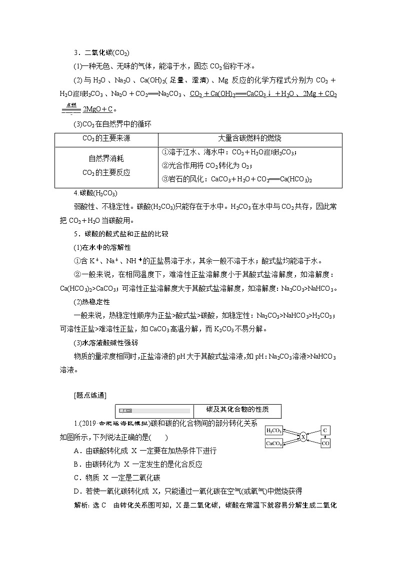 2020版高考新创新一轮复习化学通用版学案：第四章第一节碳、硅及无机非金属材料02