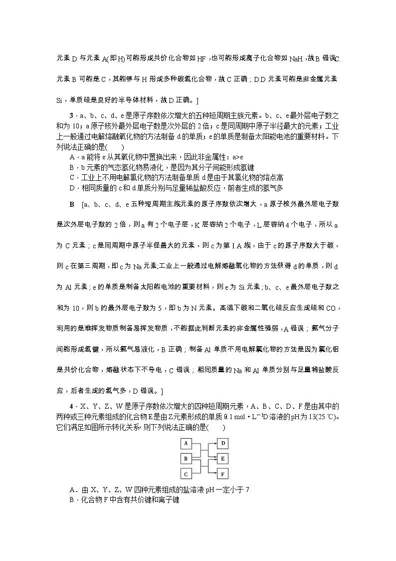 2020版《名师导学》高考新课标化学第一轮总复习讲义：高频考点微专题（六）　元素推断与物质推断融合的推断试题02