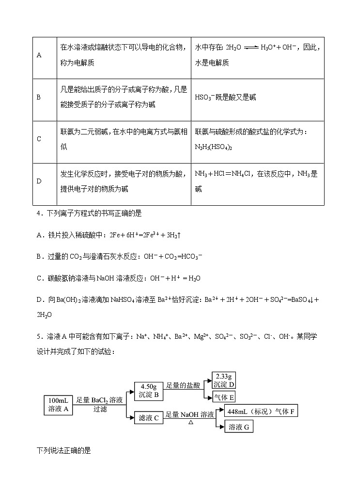 模拟卷05-2020-2021年高一化学高频考题期中模拟卷(人教2019必修第一册)02