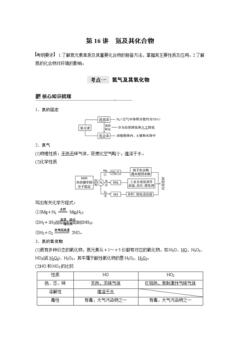 2021年高考化学一轮复习讲义 第4章 第16讲　氮及其化合物01