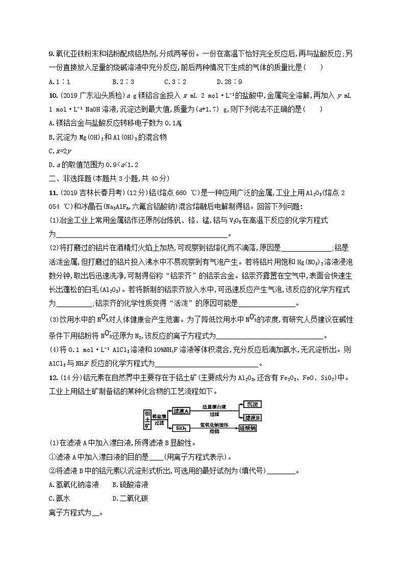 2020版高考化学大一轮复习课时规范练《14铝及其重要化合物》鲁科版(含解析)03