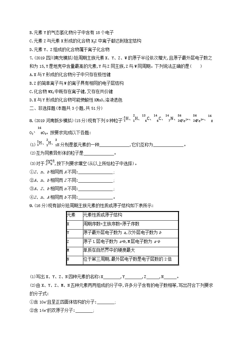 2020版高考化学大一轮复习课时规范练《16原子结构》鲁科版(含解析)02