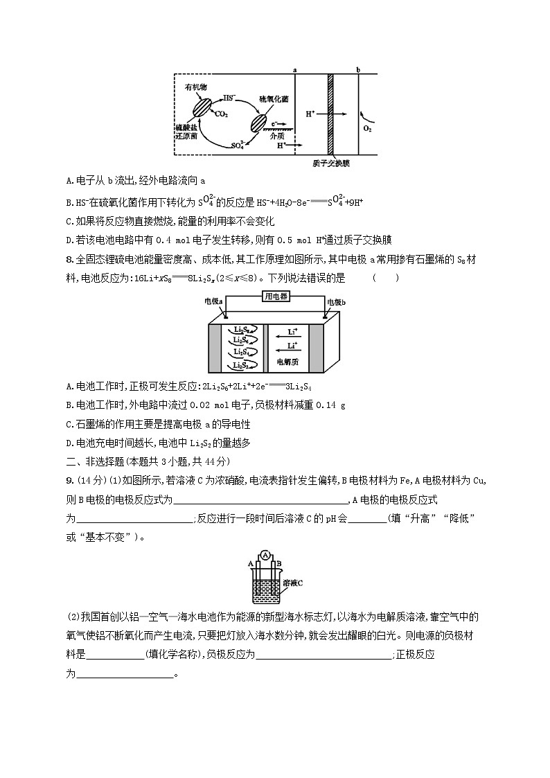 2020版高考化学大一轮复习课时规范练《21化学能转化为电能-电池》鲁科版(含解析)第3页
