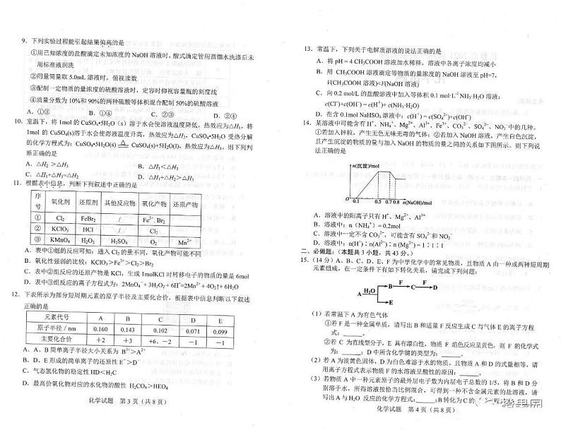 2021长春一模高三化学试卷答案解析02