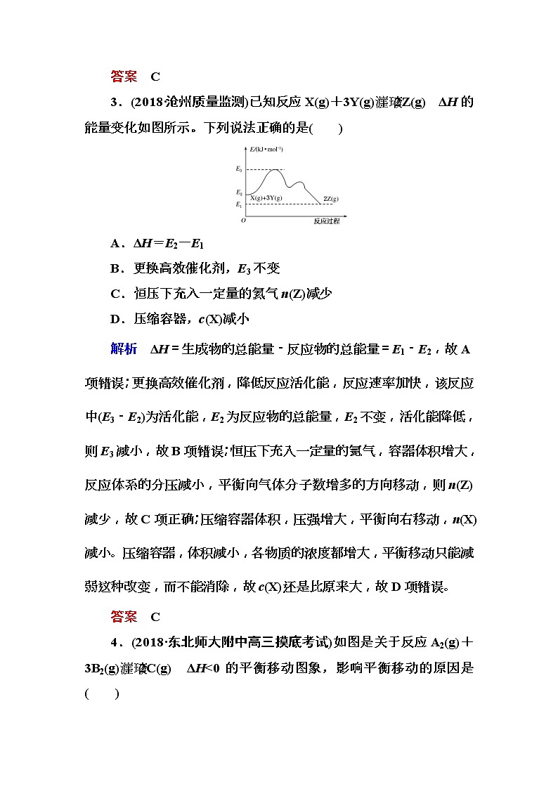 2019届高考化学一轮复习顶层设计配餐作业：23 《化学平衡的移动和化学反应进行的方向》 含解析 练习02