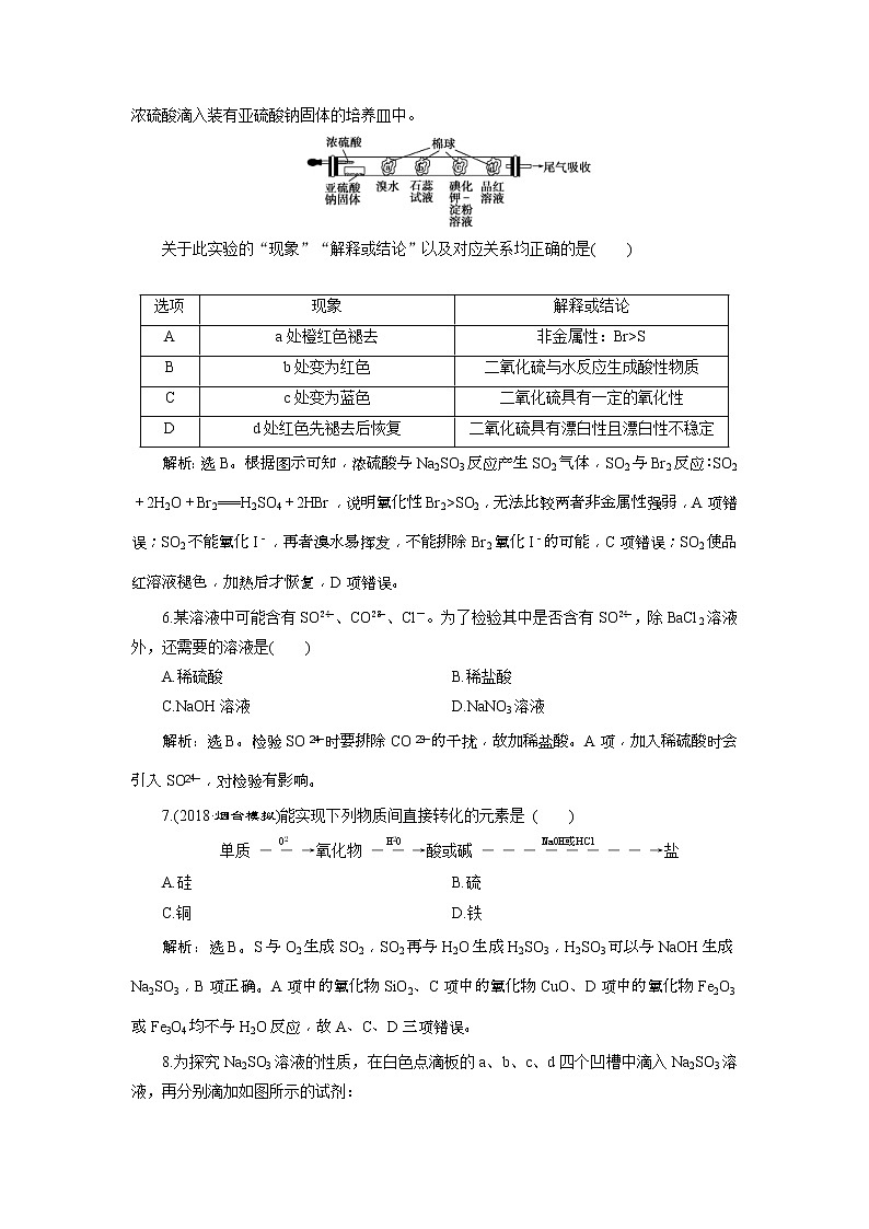 2019版高考化学一轮复习方案：第4章 非金属及其重要化合物 4 第3讲 课后达标训练(含解析)02